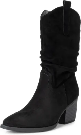 Alpine Swiss Kayla Womens Western Slouch Boots Mid Calf Block Heel Cowboy Booties