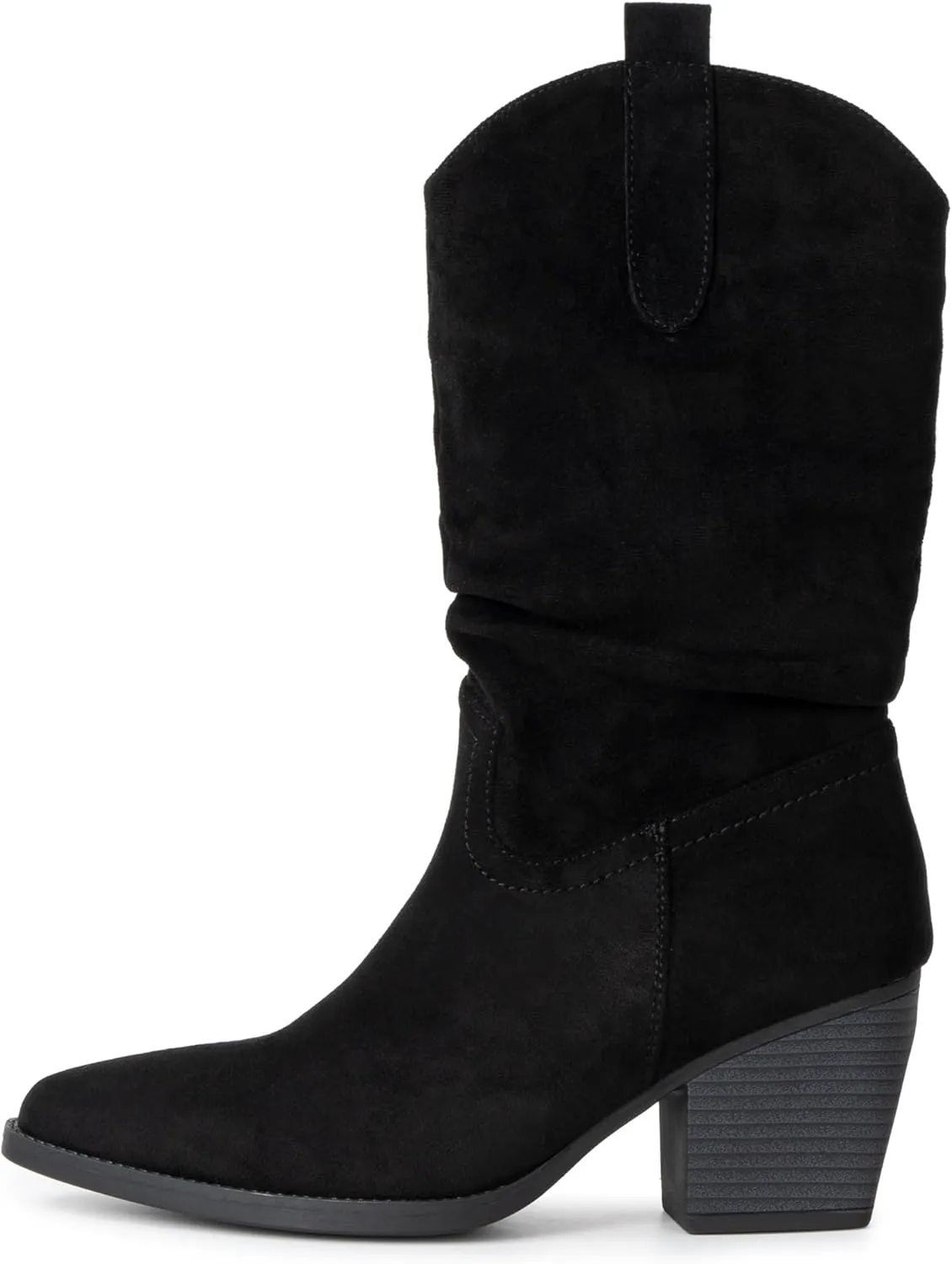 Alpine Swiss Kayla Womens Western Slouch Boots Mid Calf Block Heel Cowboy Booties