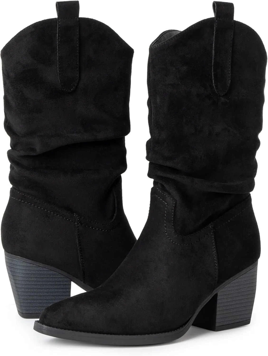 Alpine Swiss Kayla Womens Western Slouch Boots Mid Calf Block Heel Cowboy Booties