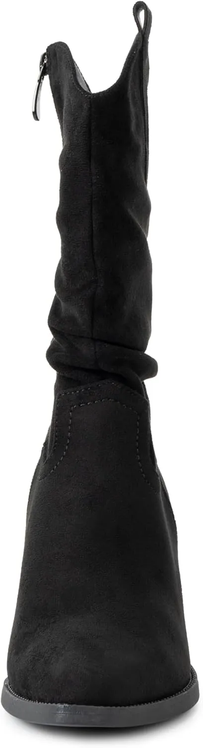 Alpine Swiss Kayla Womens Western Slouch Boots Mid Calf Block Heel Cowboy Booties