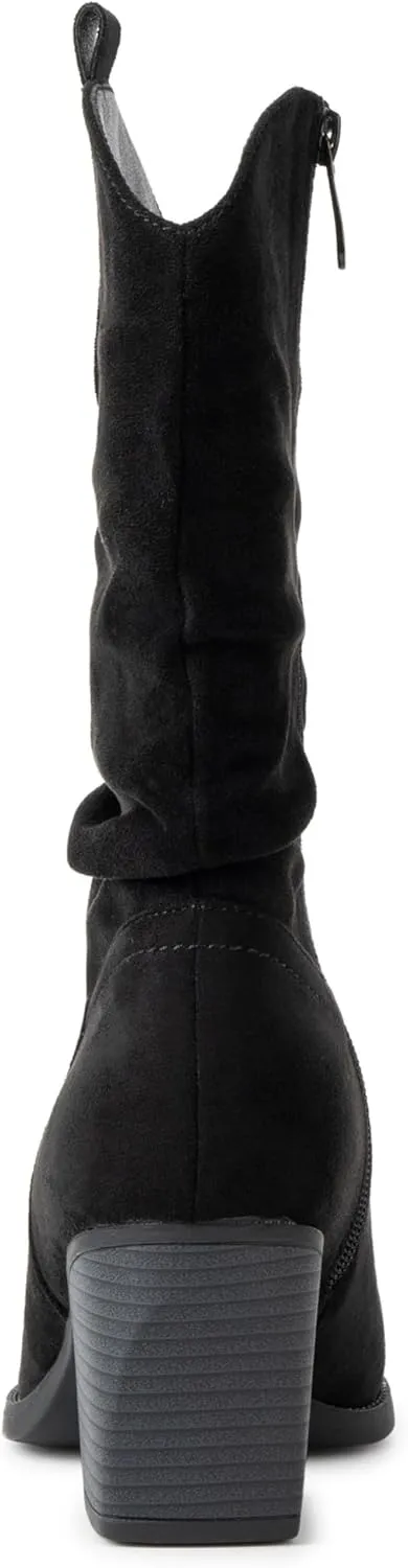 Alpine Swiss Kayla Womens Western Slouch Boots Mid Calf Block Heel Cowboy Booties