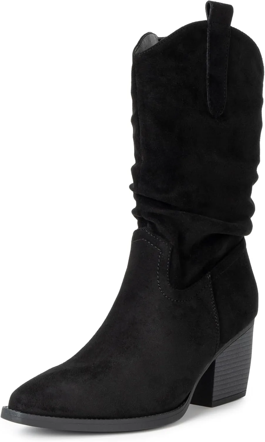 Alpine Swiss Kayla Womens Western Slouch Boots Mid Calf Block Heel Cowboy Booties
