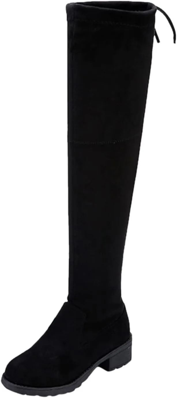 Ankle Boots For Women Strap Back Over Knee Boots Suede Long Boots Comfort Chunky Heels Thigh High Dress Boots