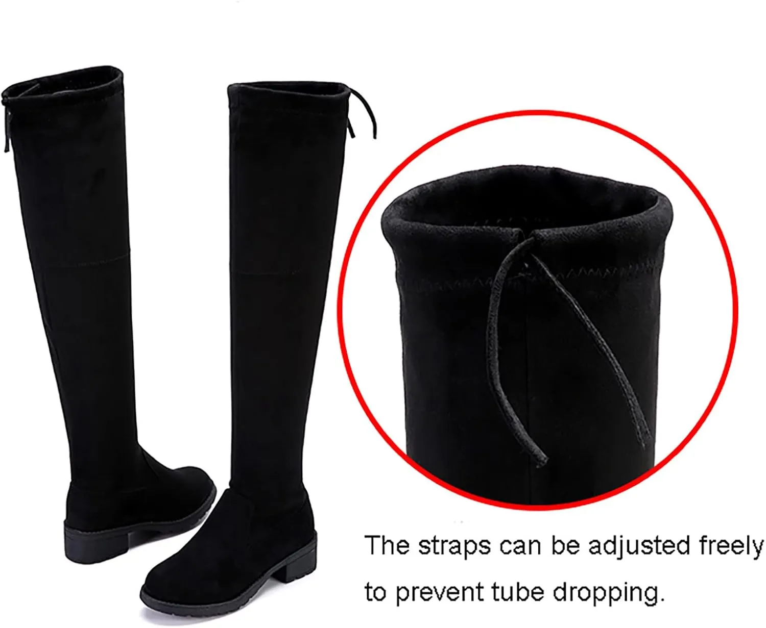 Ankle Boots For Women Strap Back Over Knee Boots Suede Long Boots Comfort Chunky Heels Thigh High Dress Boots