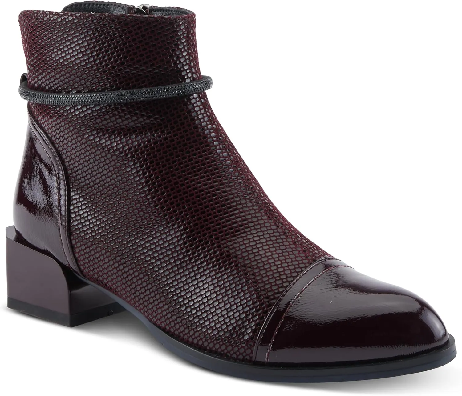 Azura Women's SHELBI Fashionable Leather Booties with Buckle Detail, Side Zipper, and Low Heel