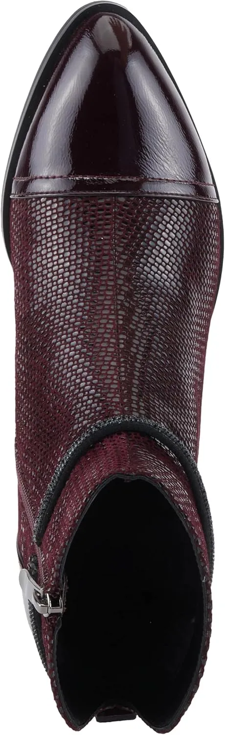 Azura Women's SHELBI Fashionable Leather Booties with Buckle Detail, Side Zipper, and Low Heel