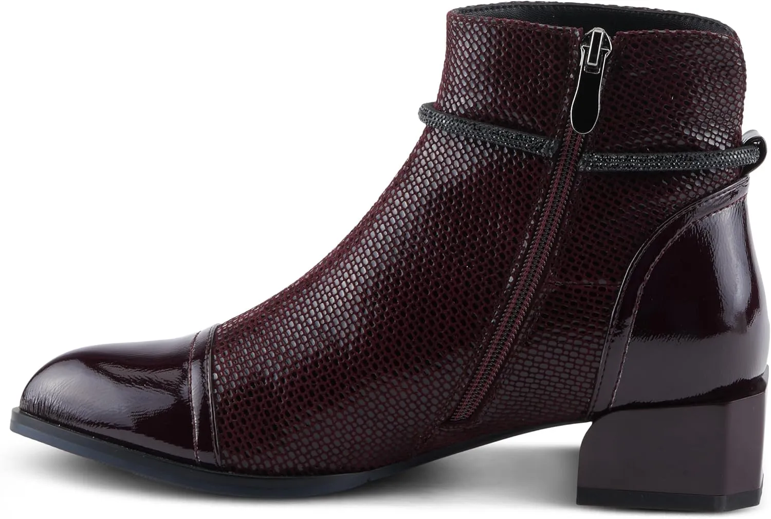 Azura Women's SHELBI Fashionable Leather Booties with Buckle Detail, Side Zipper, and Low Heel