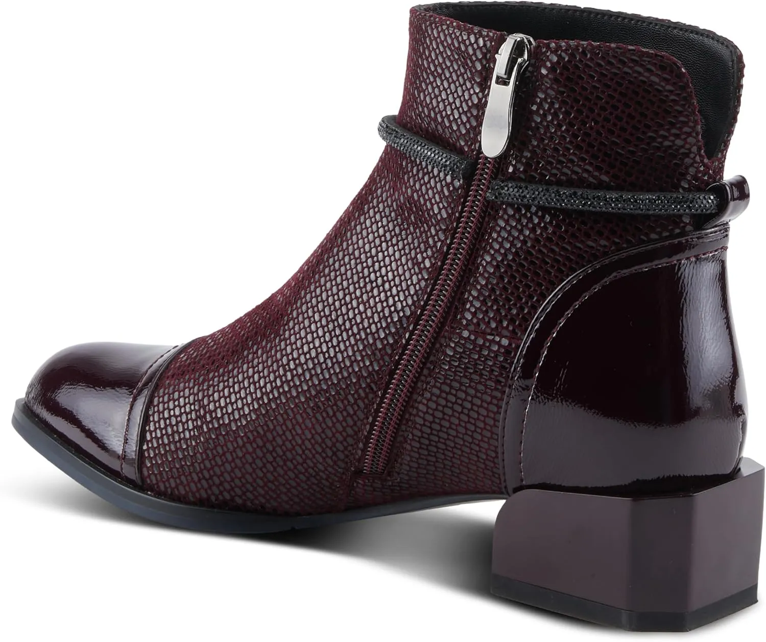 Azura Women's SHELBI Fashionable Leather Booties with Buckle Detail, Side Zipper, and Low Heel