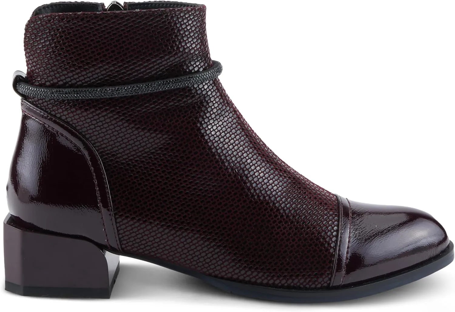 Azura Women's SHELBI Fashionable Leather Booties with Buckle Detail, Side Zipper, and Low Heel