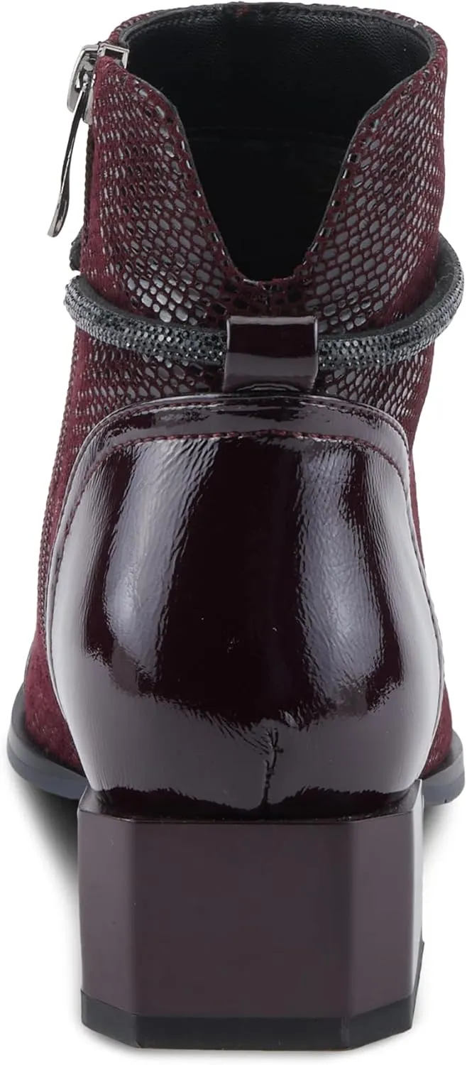 Azura Women's SHELBI Fashionable Leather Booties with Buckle Detail, Side Zipper, and Low Heel