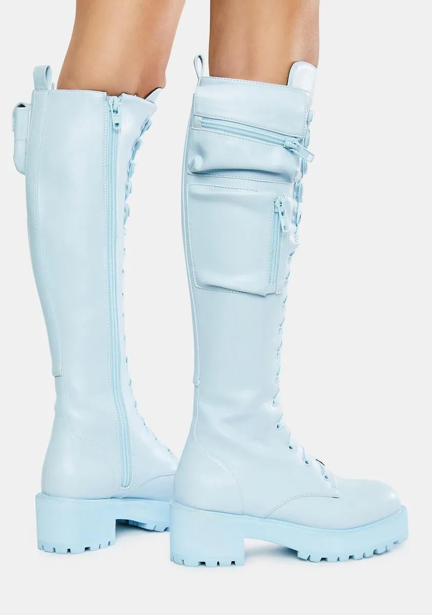Baby Blue Obsidian Pocket Combat Boots