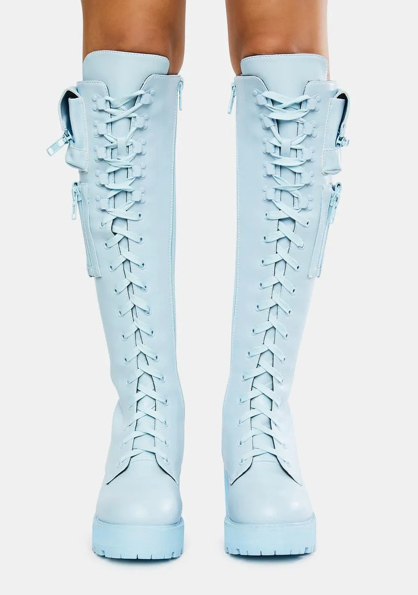 Baby Blue Obsidian Pocket Combat Boots
