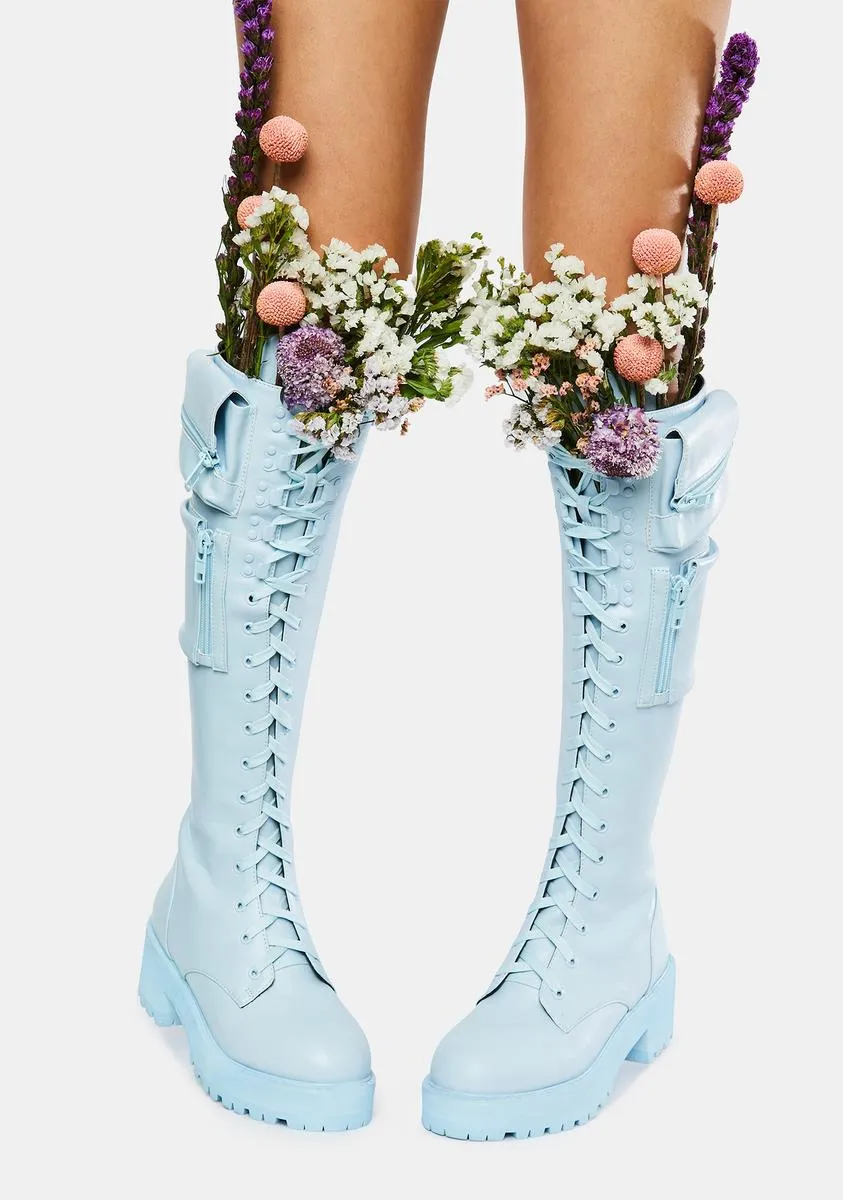 Baby Blue Obsidian Pocket Combat Boots