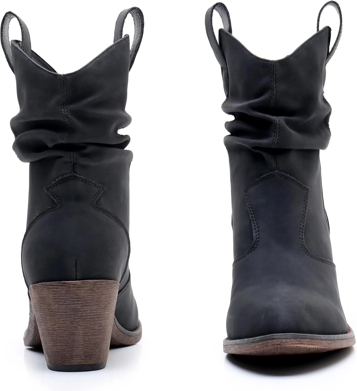 Blikcon Women's Modern Western Cowboy Distressed Boot with Pull-Up Tabs