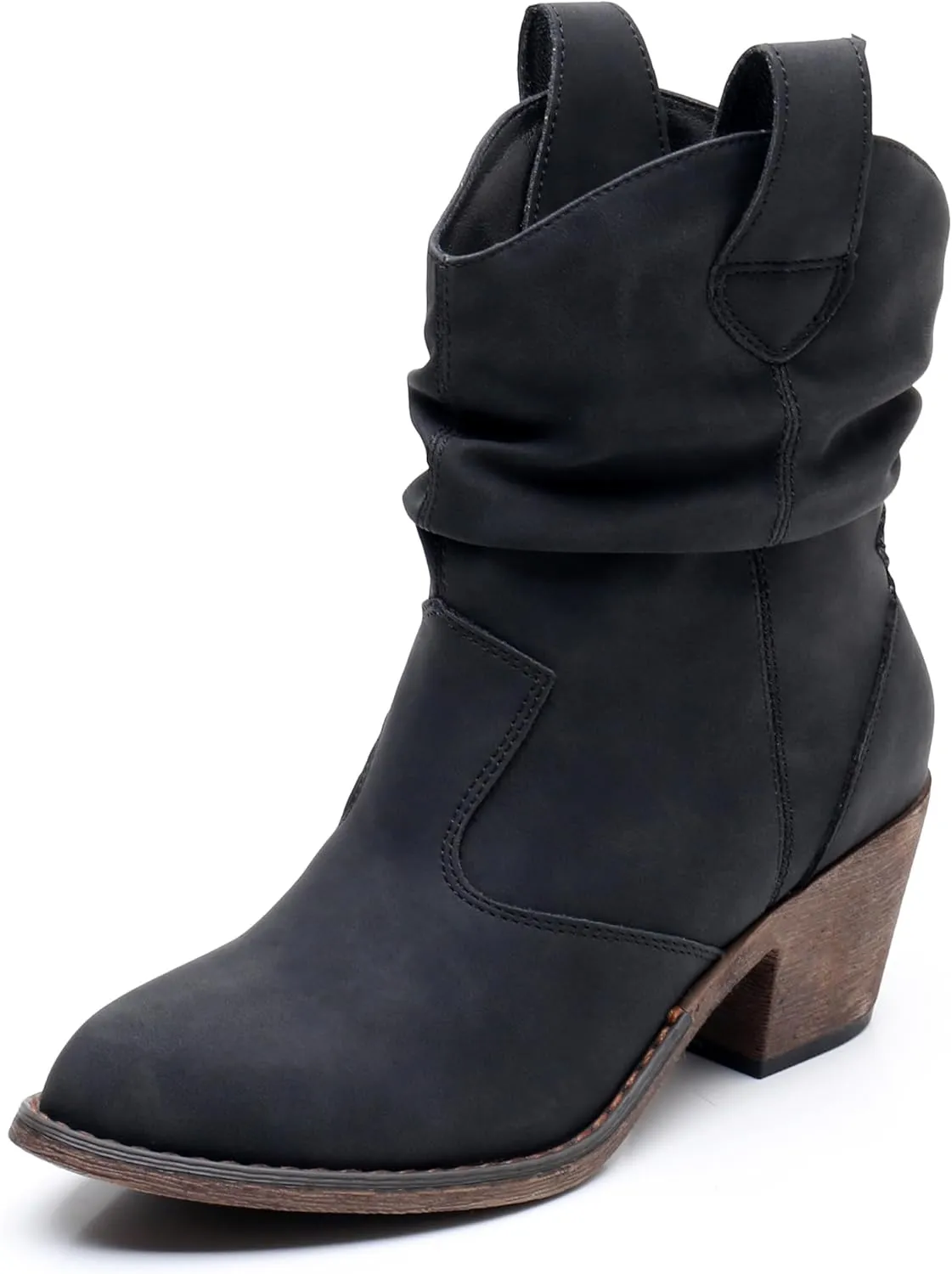 Blikcon Women's Modern Western Cowboy Distressed Boot with Pull-Up Tabs
