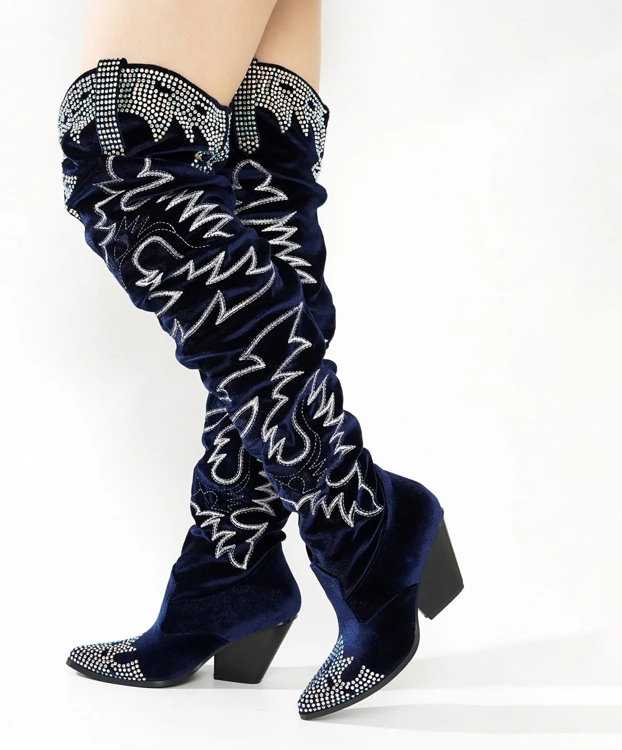 Cape Robbin Women Ladies Thigh High Cowboy Boots Over The Knee Western Cowgirl Boots with Chunky Block Low Heels
