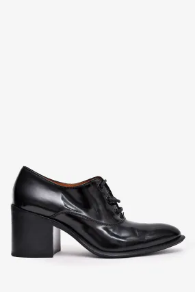 Celine Vintage Black Leather Heeled Oxfords Size 38
