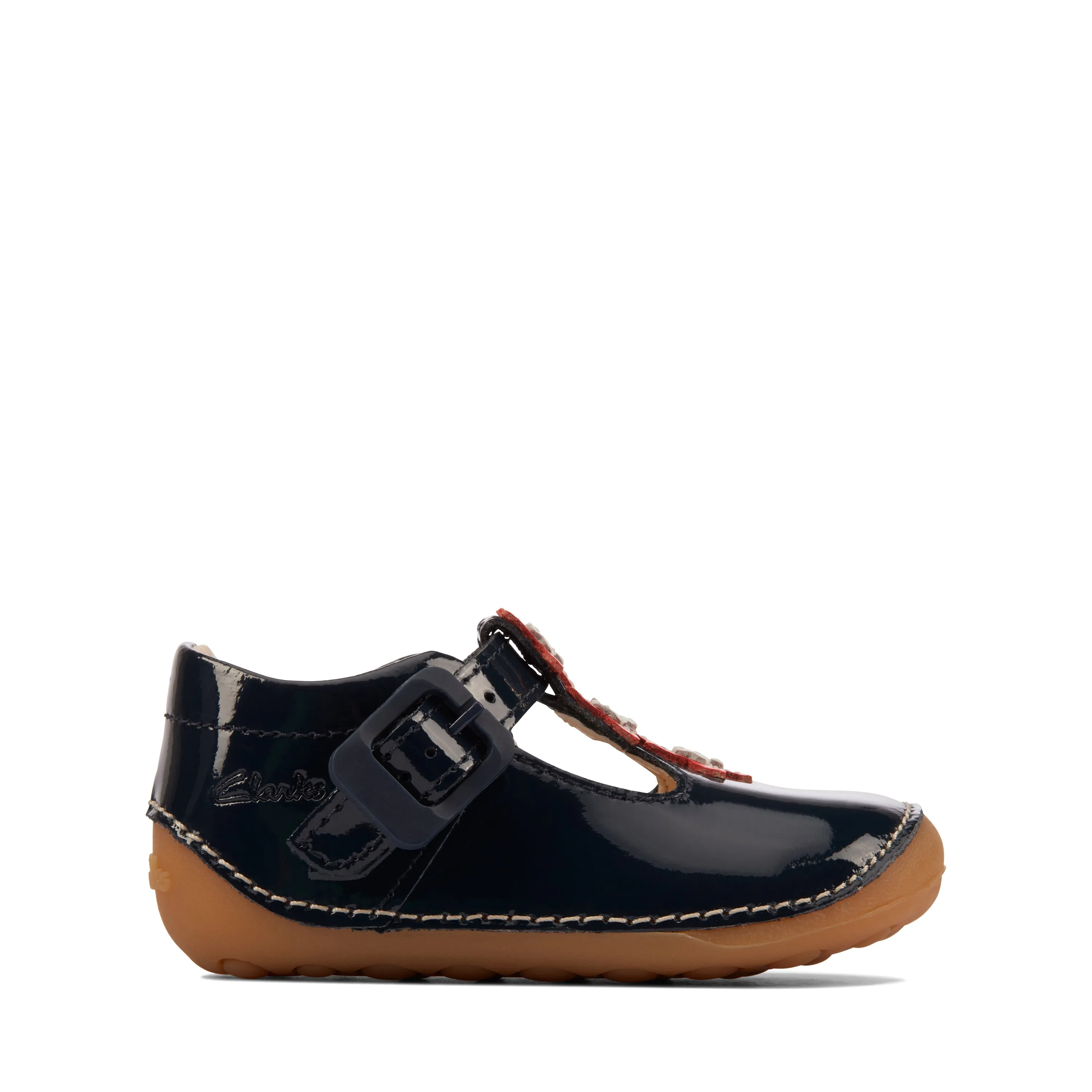 Clarks Tiny Flower Infant Girls Navy T-Bar Shoe