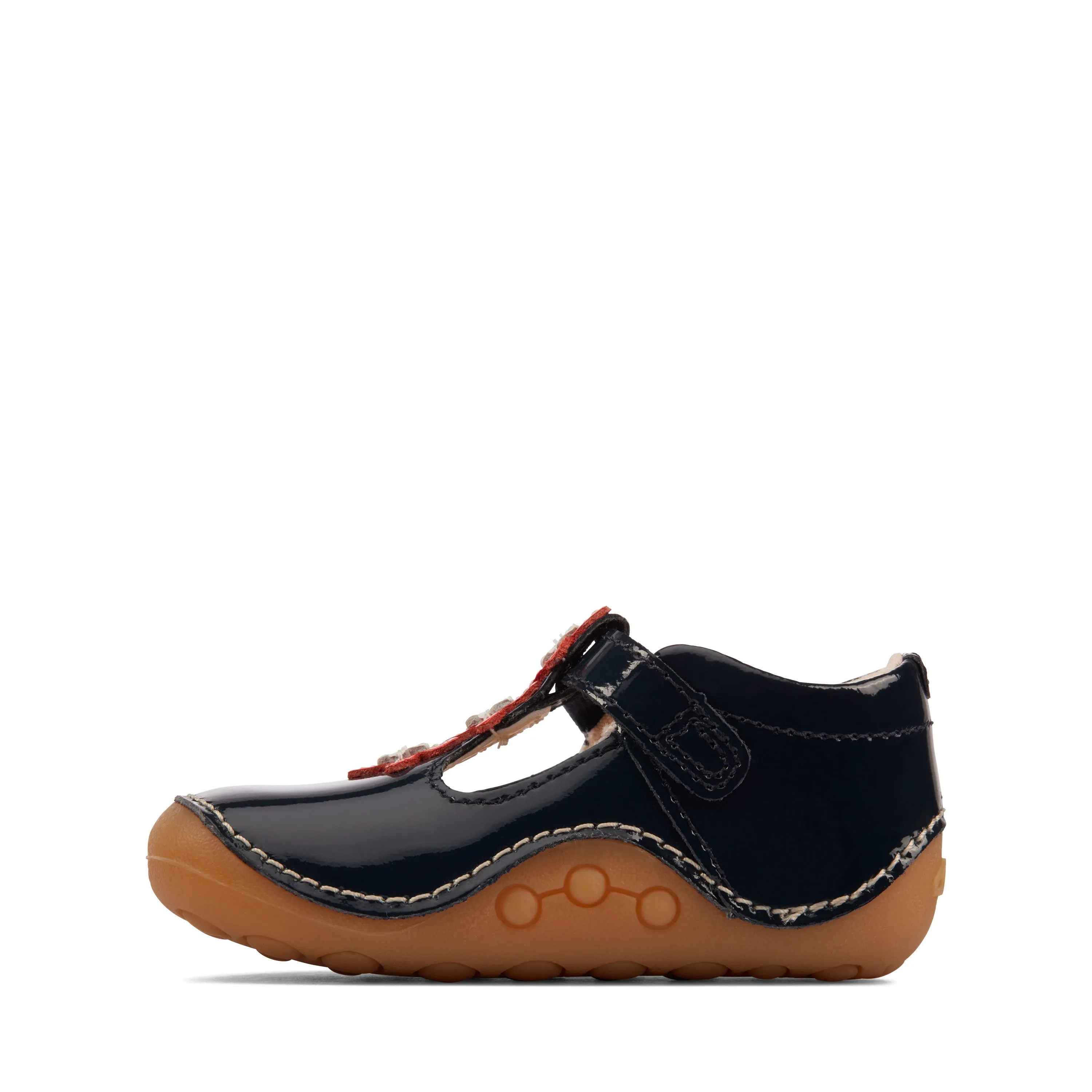 Clarks Tiny Flower Infant Girls Navy T-Bar Shoe