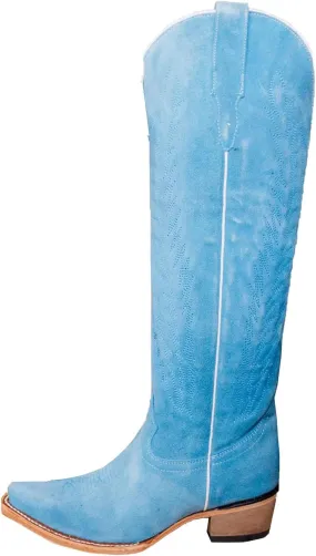 Cowboy Boots for Women Knee High Cowgirl Boots with Classic Embroidered Side Zipper Pointed Toe Chunky Heel Pull On Fashion Retro Tall Boot