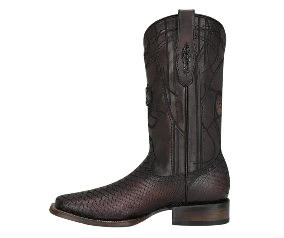 Cuadra CU746 MN Lisboa Cherry Python Embroidery & Laser & Woven Square Toe