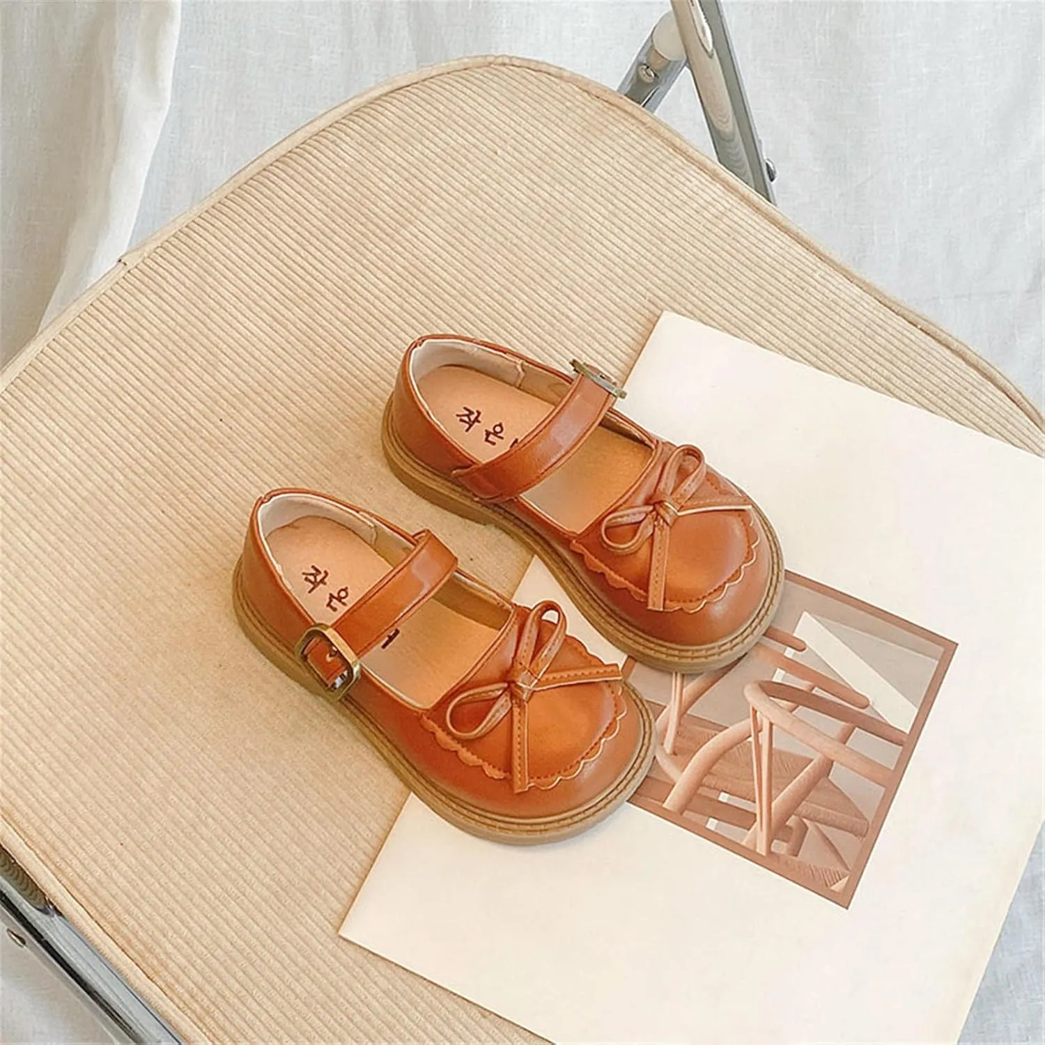Girls Leather Bow Design Soft Round Toe Princess Dress Flat Shoes(Toddler/Little Kid/Big Kids) Newborn Summer Shoes
