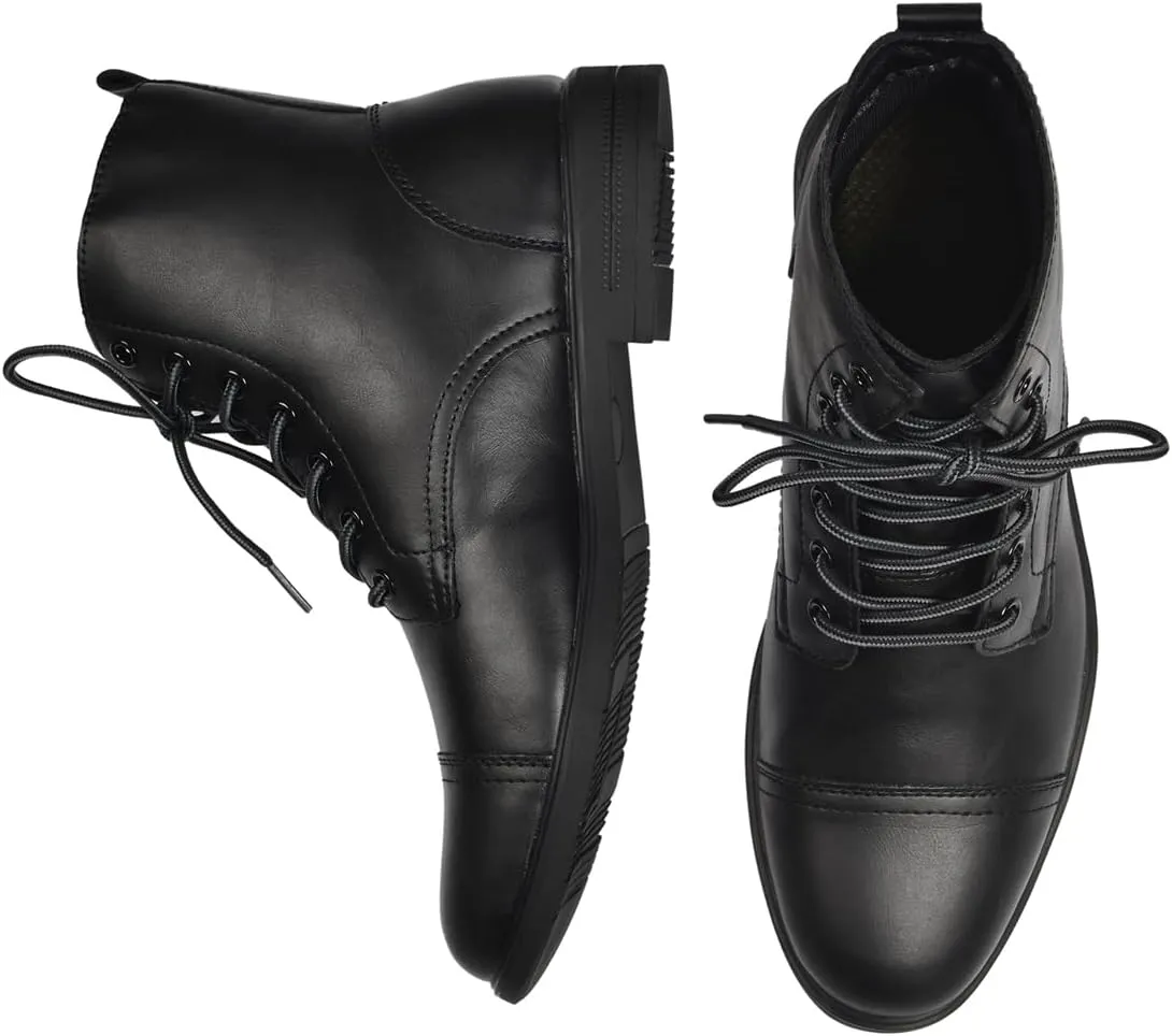 Harssidanzar Motorcycle Boots For Men,Dress Boots for Men Casual Boots Combat Ankle Dress Leather Boots KM302US