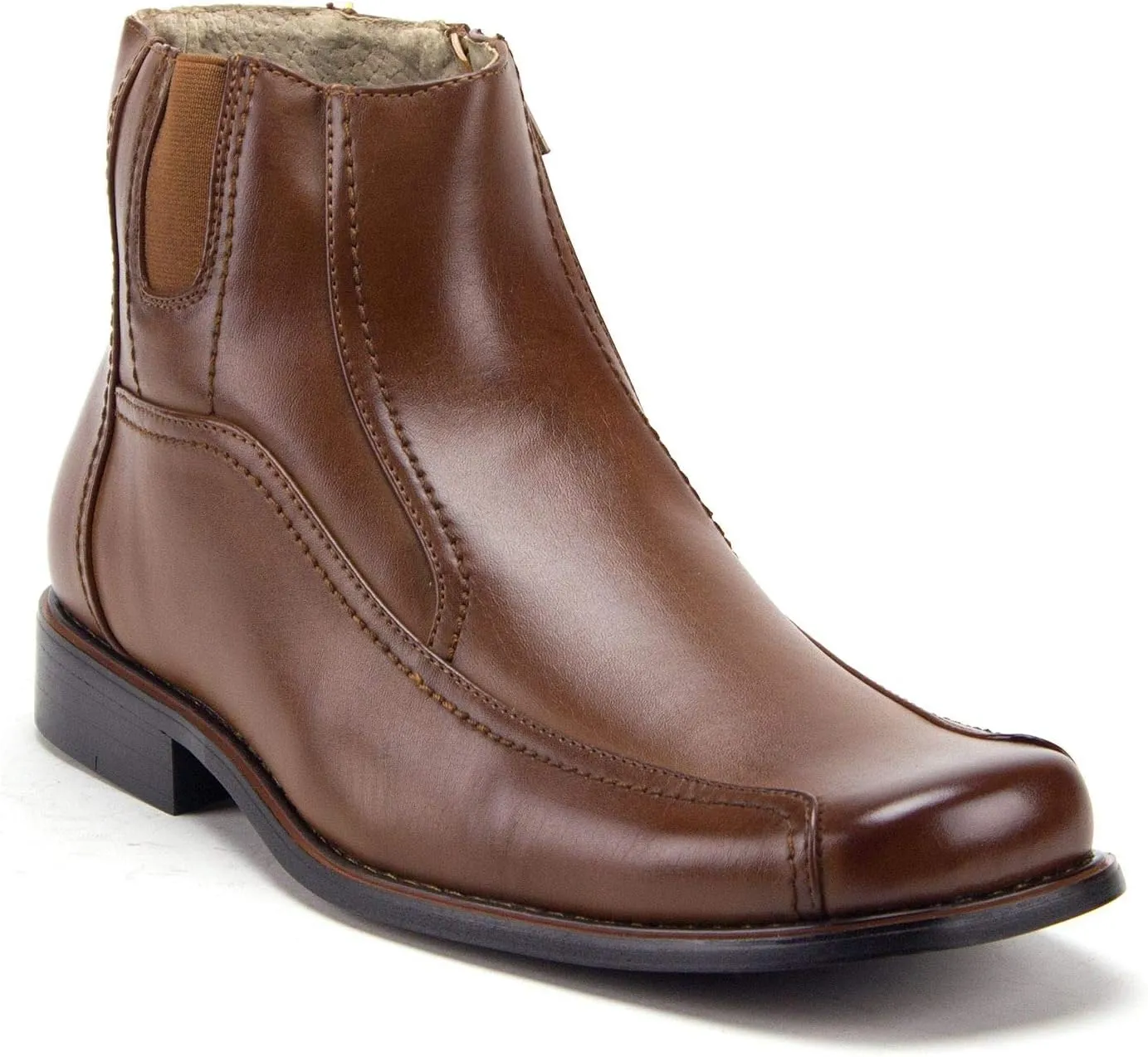 Jazam Men's Leather Lined Ankle High Moto Zipped Chelsea Dress Boots Botas Bota