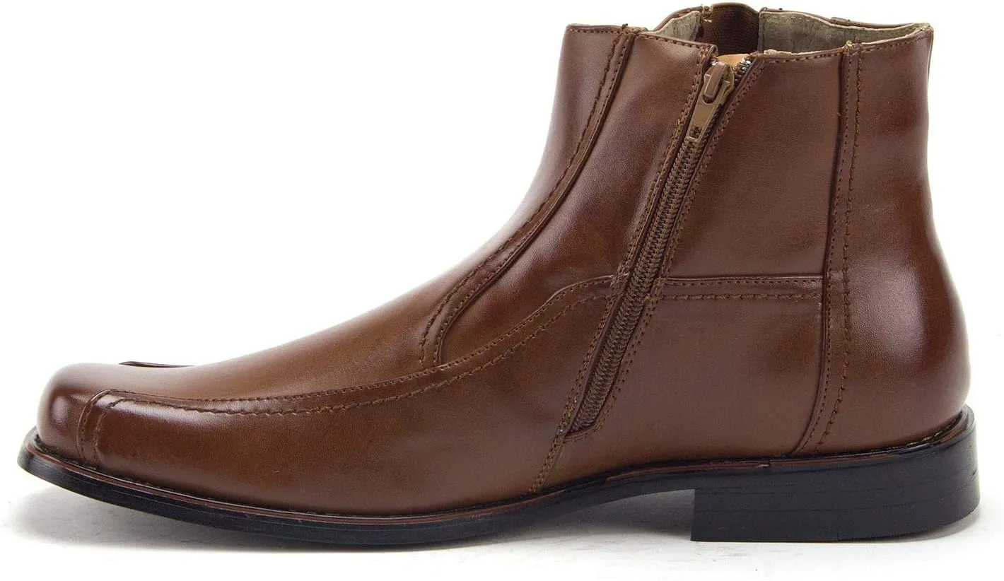 Jazam Men's Leather Lined Ankle High Moto Zipped Chelsea Dress Boots Botas Bota