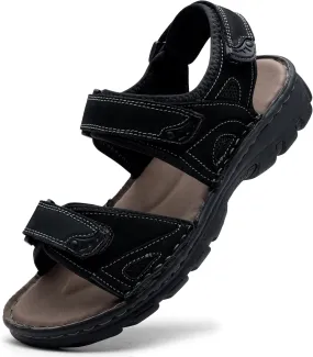 Jousen Men's Sandals Leather Open Toe Beach Sandal Outdoor Summer Sport Hiking Sandals