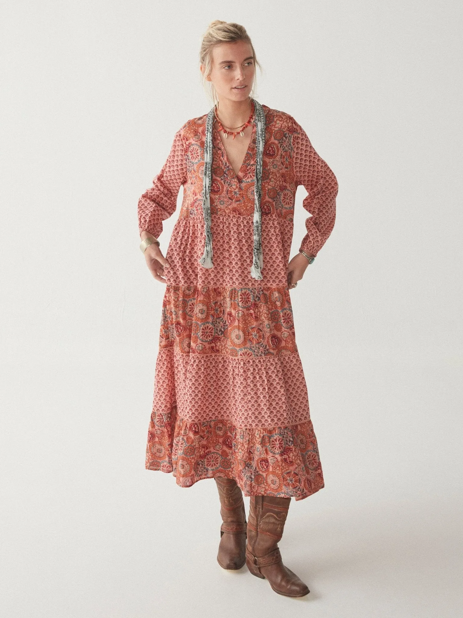 Lala Dress - Rust Flamingo