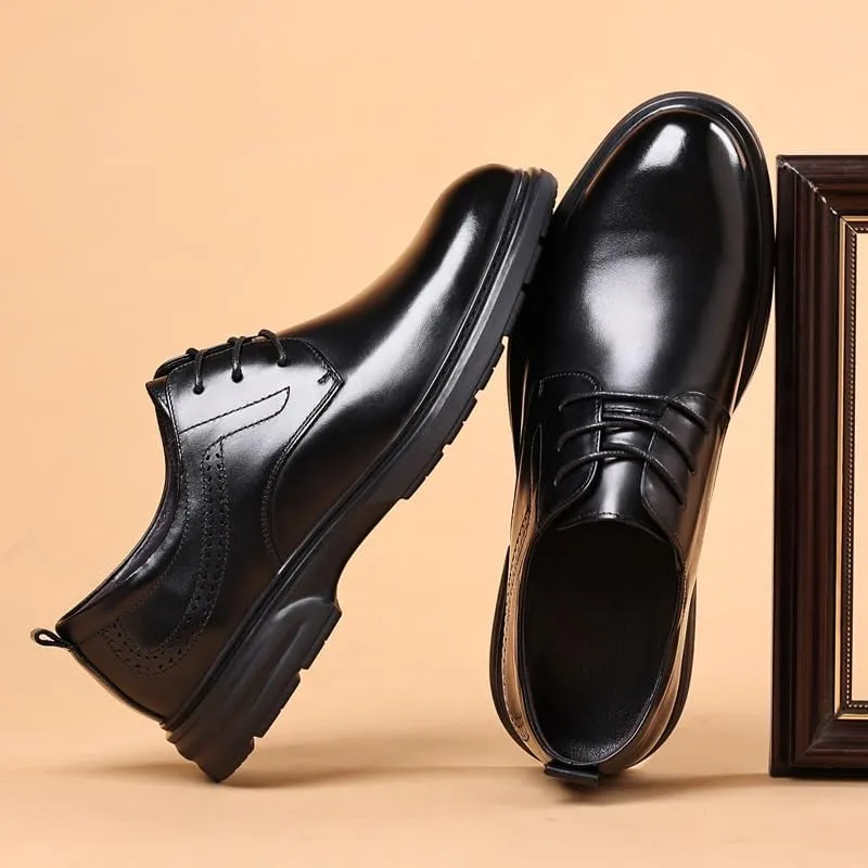 Men's Classic Lace-up Formal Oxfords Mens Casual Walking Shoes Office Flats for Wedding Evening Uniform Party Office Dress Shoes