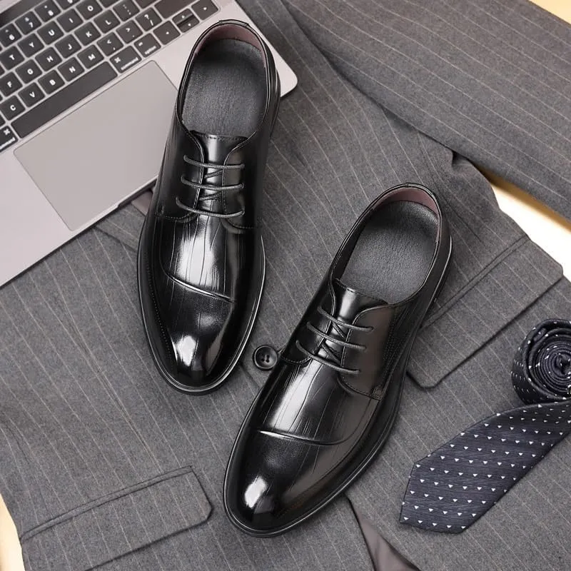 Mens Retro Comfortable Business Height Increasing Non-Slip Softsole Walking Oxford Shoes Daily Non-Slip Soft Sole Casual Shoes