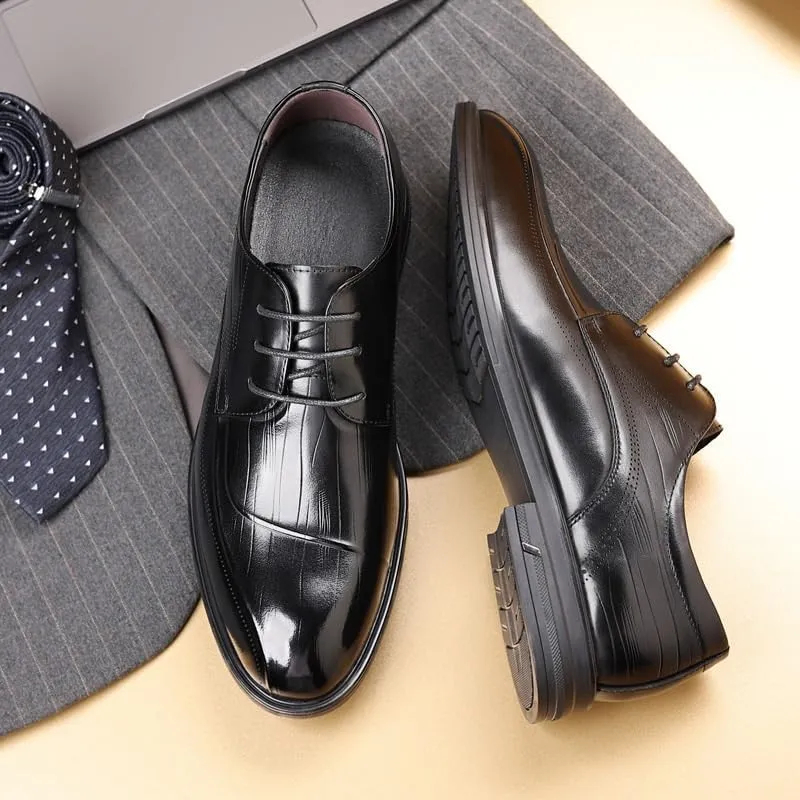 Mens Retro Comfortable Business Height Increasing Non-Slip Softsole Walking Oxford Shoes Daily Non-Slip Soft Sole Casual Shoes