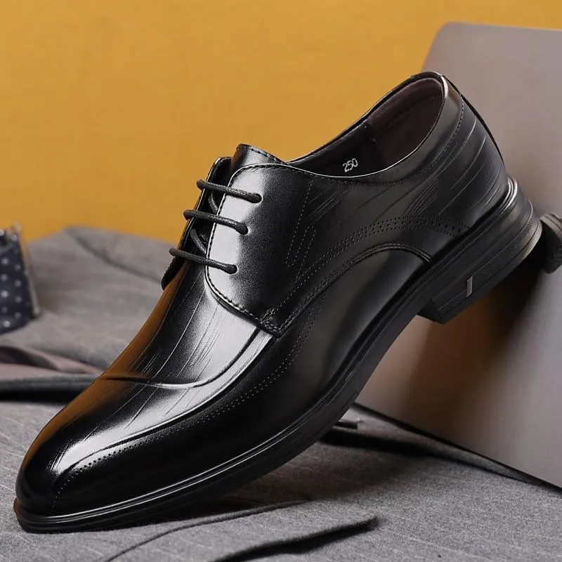 Mens Retro Comfortable Business Height Increasing Non-Slip Softsole Walking Oxford Shoes Daily Non-Slip Soft Sole Casual Shoes