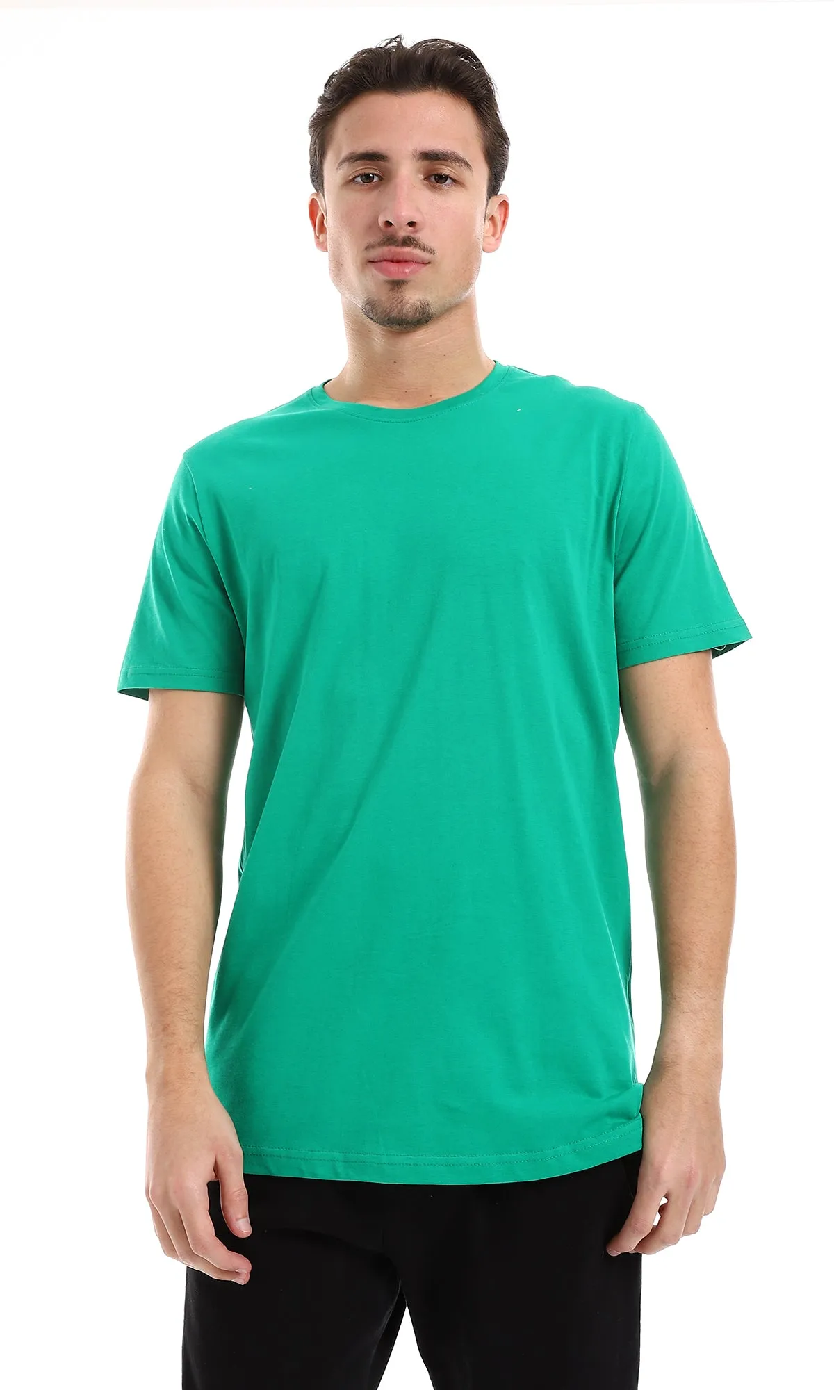 O165974 Slip On Plain Green Cotton Tee