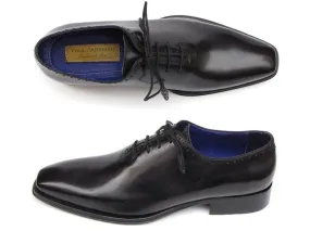 Paul Parkman Black Leather Whole-cut Oxfords