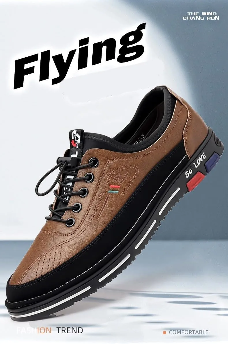 Plus Size Men's Trendy Color Block Business Shoes, Comfy Non Slip Lace Up Rubber Sole Dress Shoes, Men's Footwear