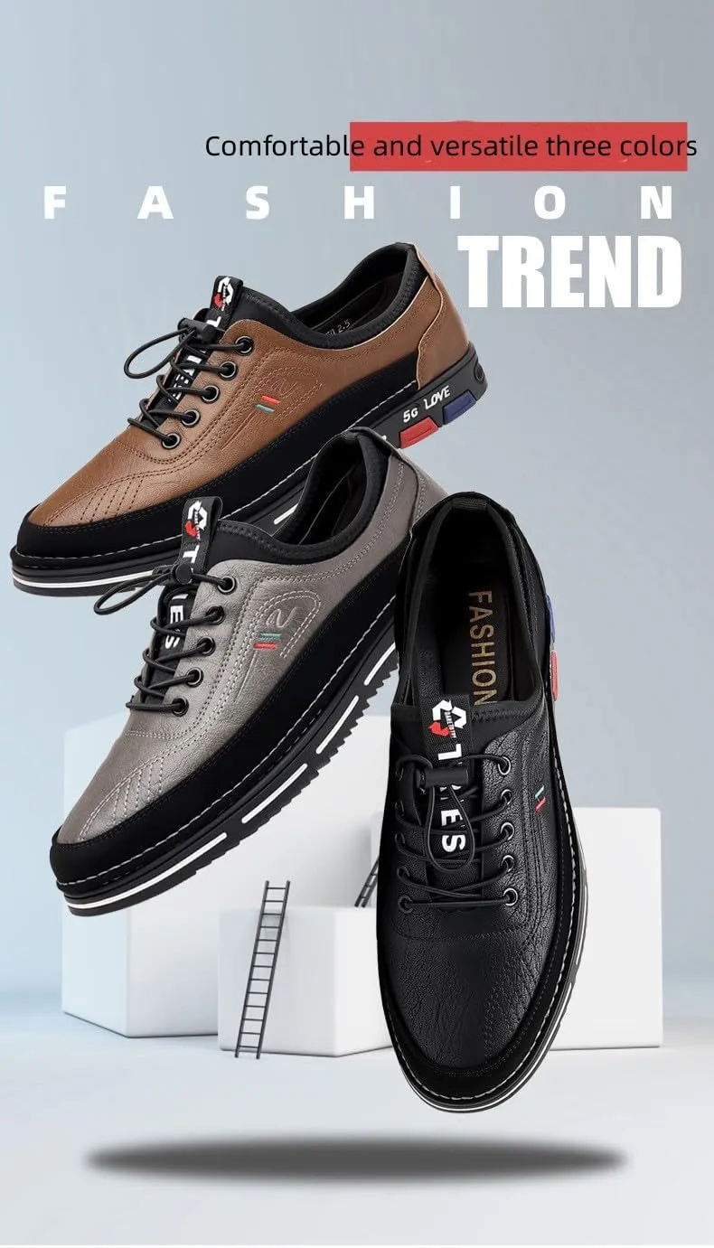 Plus Size Men's Trendy Color Block Business Shoes, Comfy Non Slip Lace Up Rubber Sole Dress Shoes, Men's Footwear
