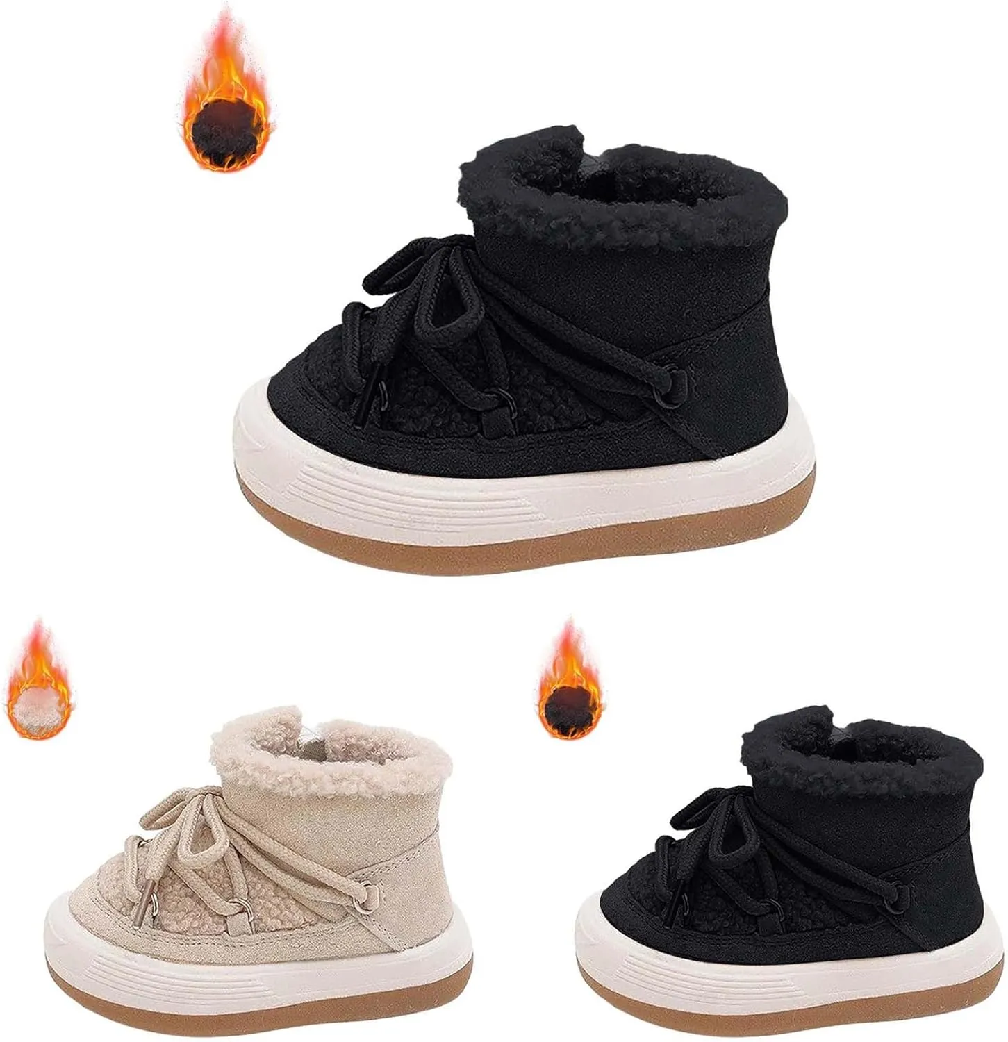 Toddler Boys Girls Winter Ankle Boots Water Proof Fleece Snow Booties Kids Faux Fr Warm Girls Size 1 Snow Boots