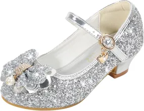 Toddler Girl Shoes,Little Kid Girls Dress Princess Shoes Sequins Bowknot Low Heels Party Dance Shoes 4-9 Years