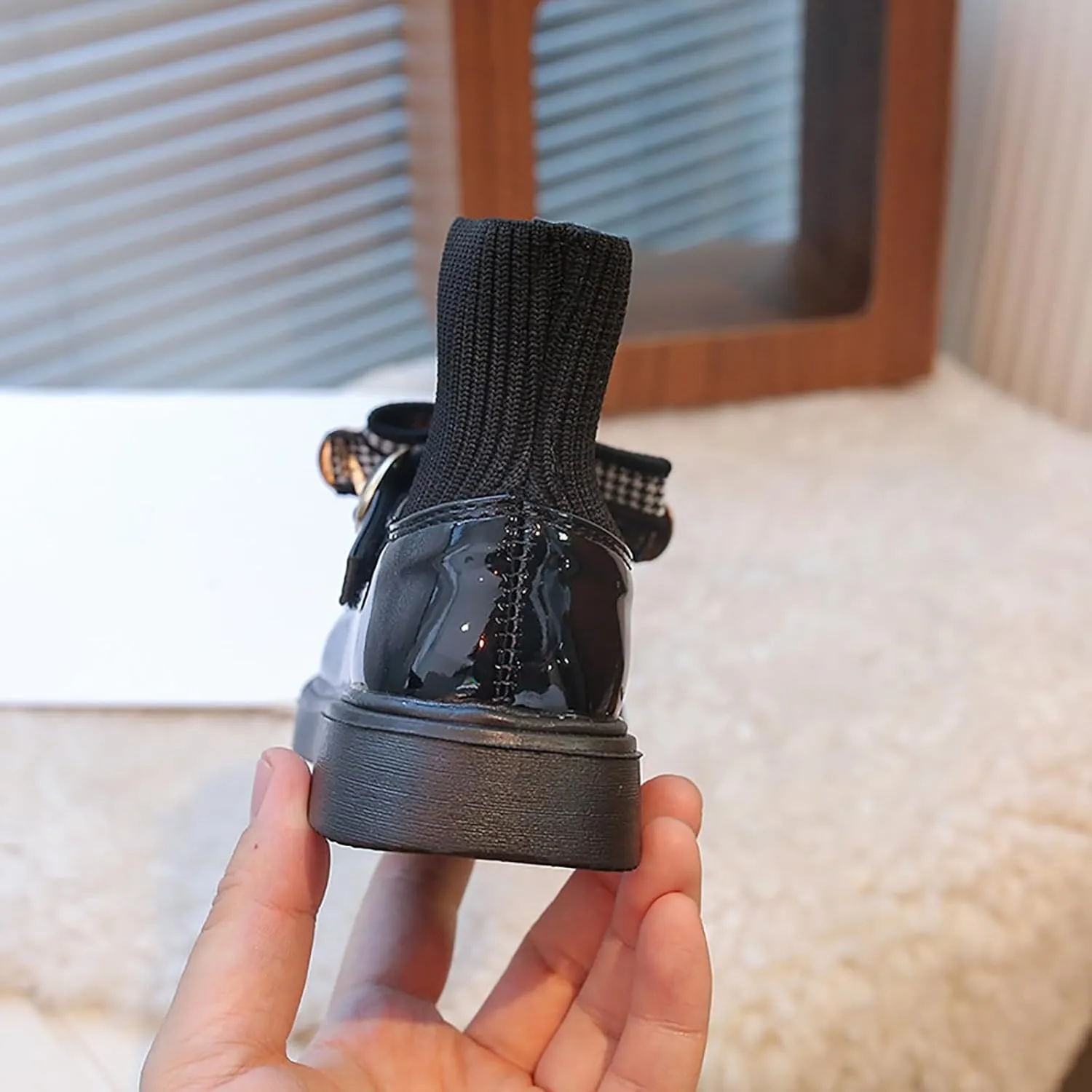 Toddler Girls Ankle Boots Mary Jane Flat Socks Shoes Kids Fashion Sweet Chunky Leather Boots for Little Girls
