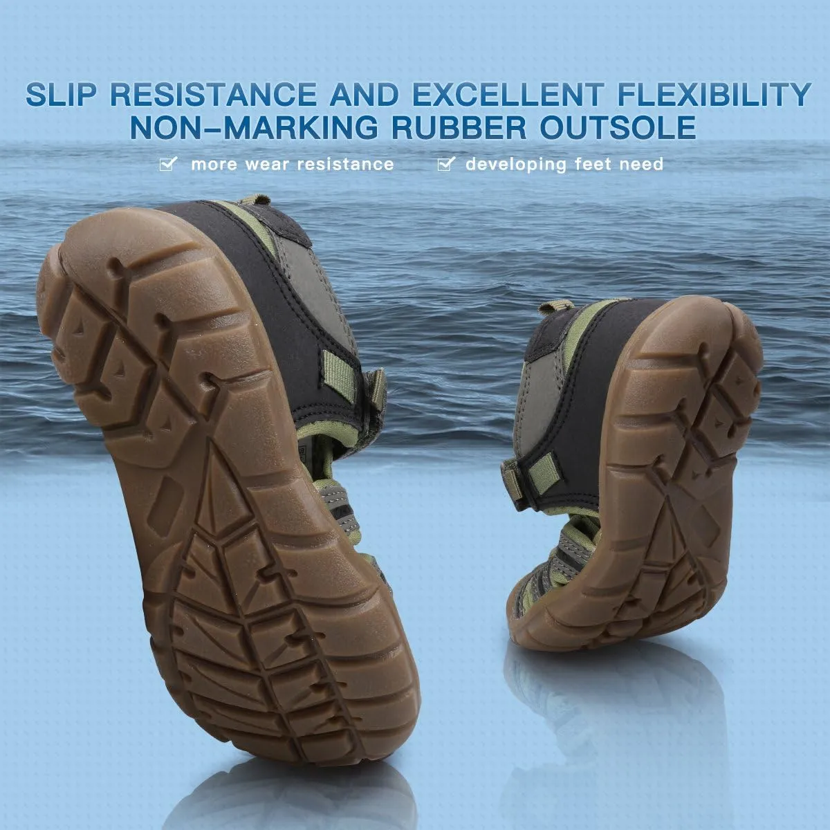 UOVO Boys Sandals Kids Sandals Hiking Athletic Closed-Toe Beach Summer Sandals for Boys Quick-Drying Slip Resistant