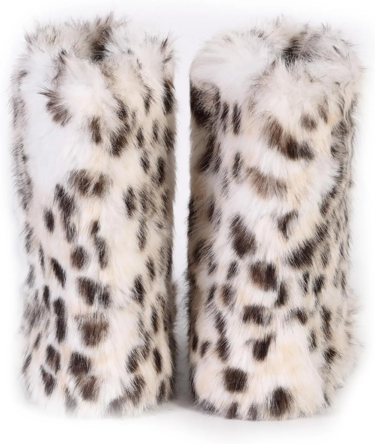 Valpeak Snow Boots for Women 2024 Furry Boots Winter Knee High Flat Heel Fluffy Faux Fur Boots