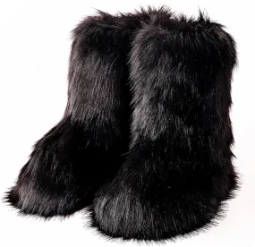Valpeak Snow Boots for Women 2024 Furry Boots Winter Knee High Flat Heel Fluffy Faux Fur Boots