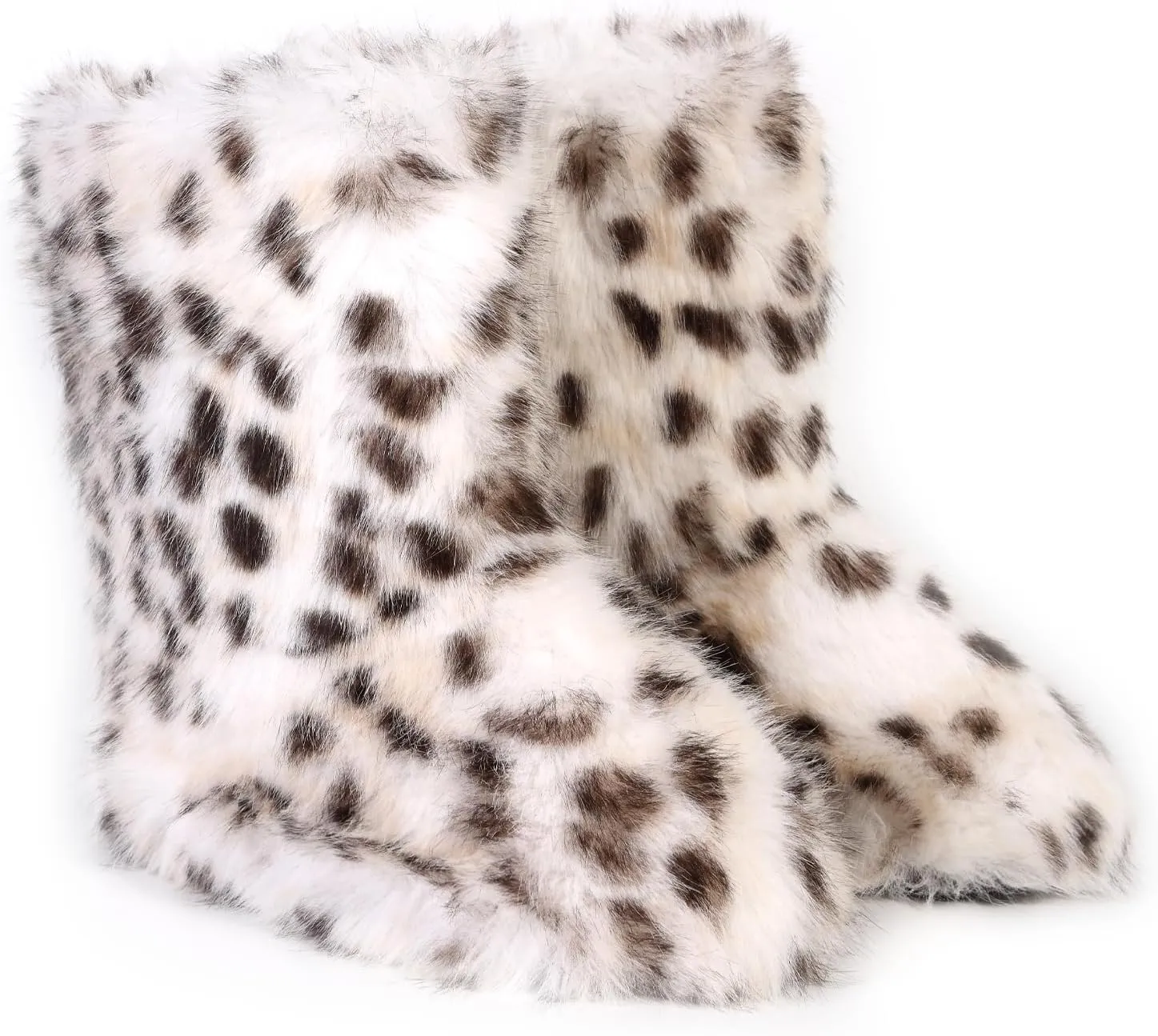 Valpeak Snow Boots for Women 2024 Furry Boots Winter Knee High Flat Heel Fluffy Faux Fur Boots