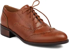 Women's Concise Brogue Lace up Shoes Closed Round Toe Party Comfortable Business Formal Occasion Oxfords Dance Chunky Dating Wedding Mid Block Vintage Cosplay Heels
