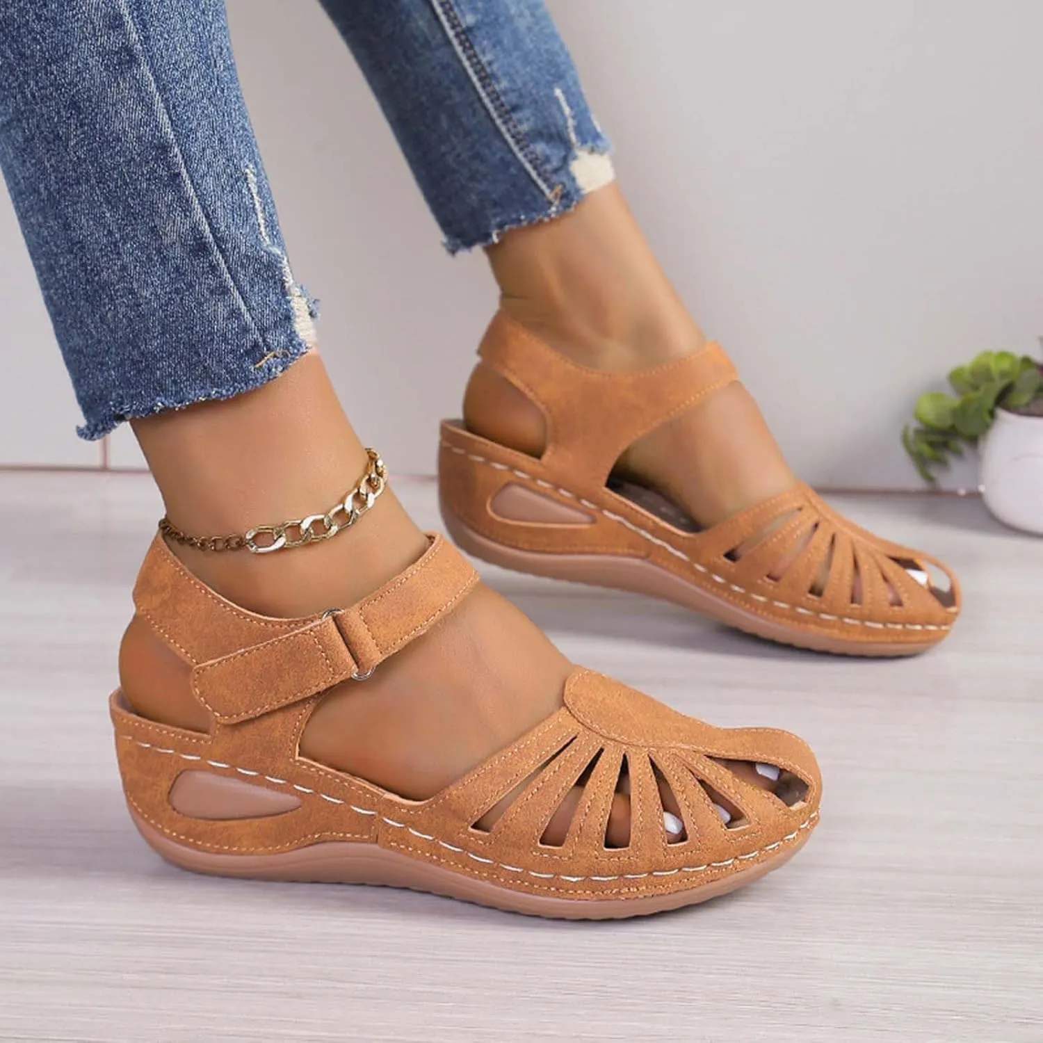 Womens Sandals Athletic Sport Comfortable Sandals Platform Walking Sandals Hiking Sandals Wedge Sandals with Closed Toe