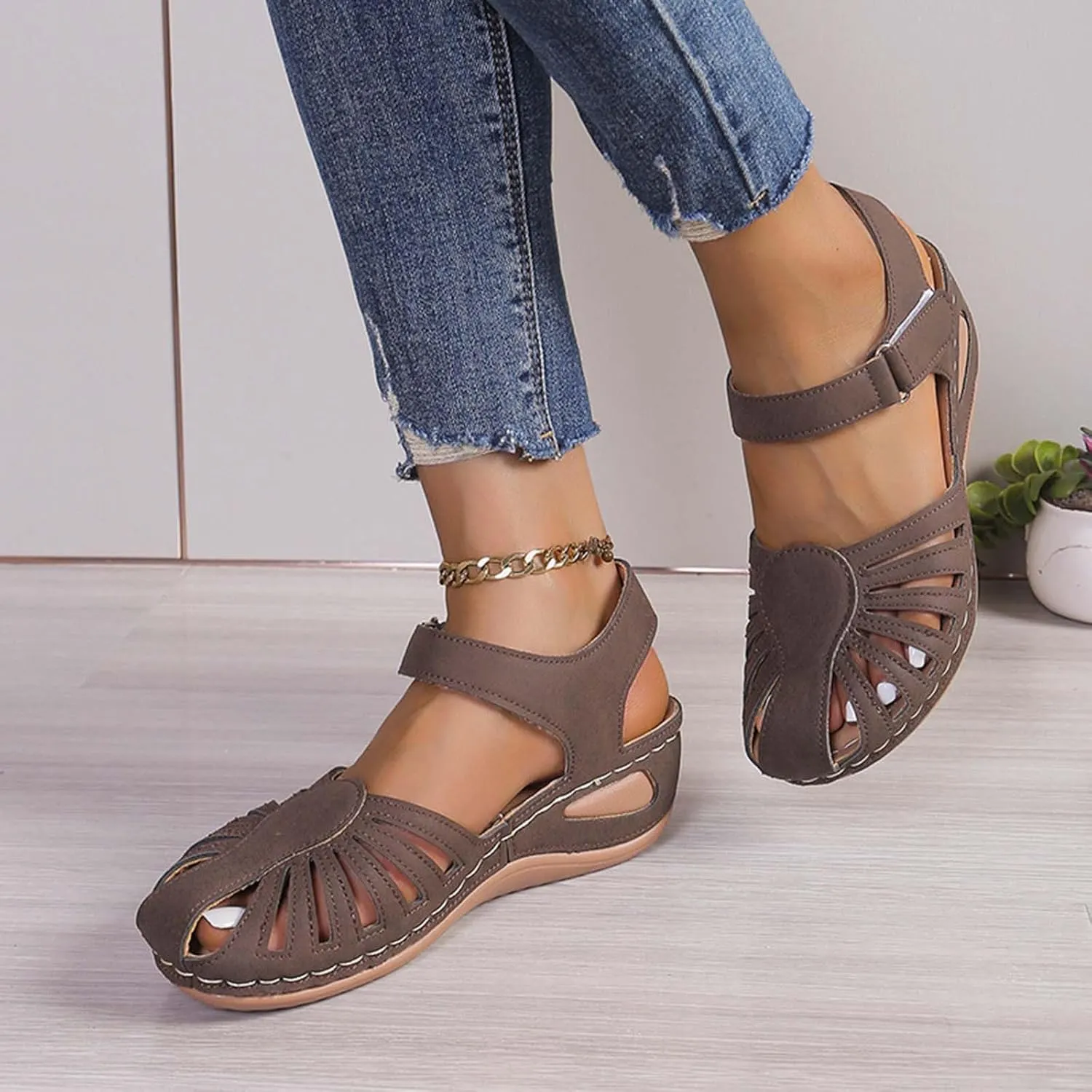 Womens Sandals Athletic Sport Comfortable Sandals Platform Walking Sandals Hiking Sandals Wedge Sandals with Closed Toe