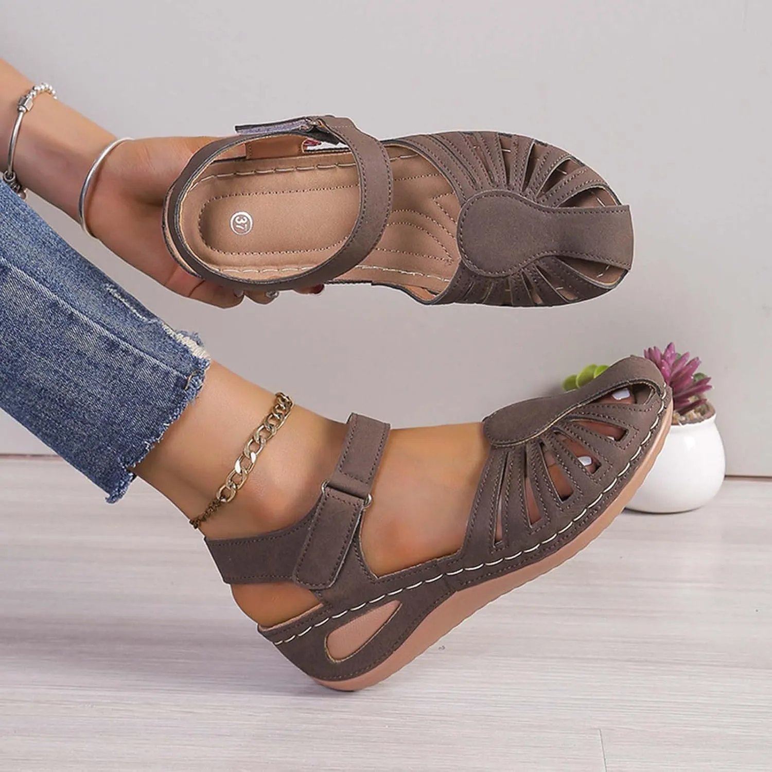 Womens Sandals Athletic Sport Comfortable Sandals Platform Walking Sandals Hiking Sandals Wedge Sandals with Closed Toe